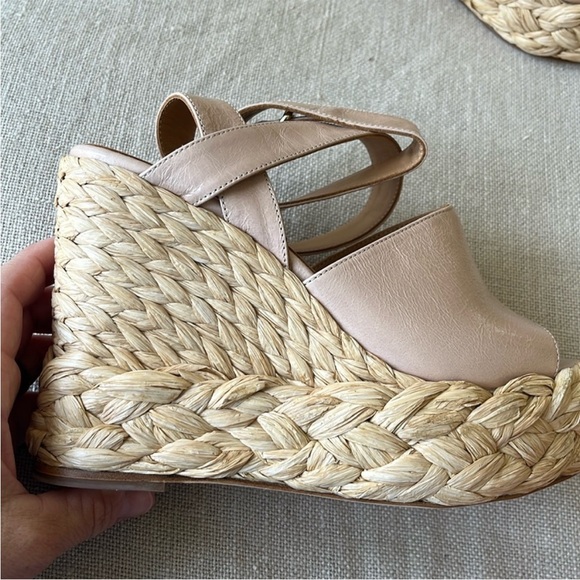 Anthropologie Shoes - Anthropologie NWT Paloma Barcelo Nude leather Wedge Rafia Espadrille super Chic
